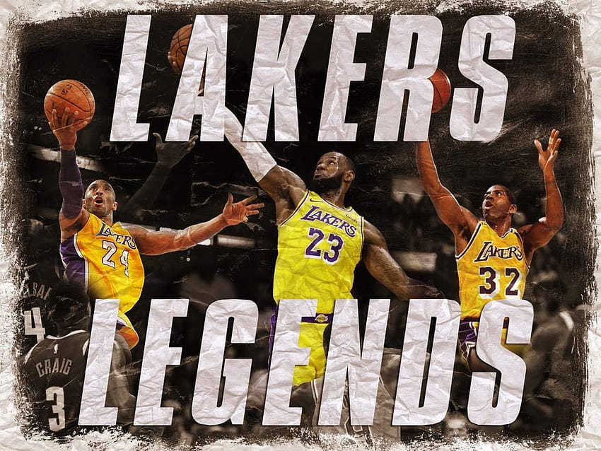 Legends Lebron James Magic Johnson Kobe Lakers Vintage Art Decor Wall 24x18 Poster Print: Sport & Freizeit, Kobe und James Vintage HD-Hintergrundbild