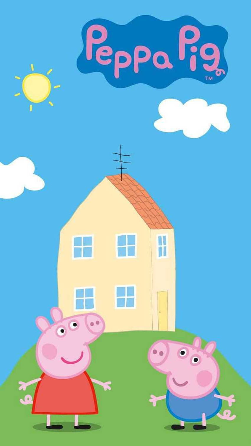 Peppa Pig auf Hund, Peppa Pig Tropfen HD-Handy-Hintergrundbild