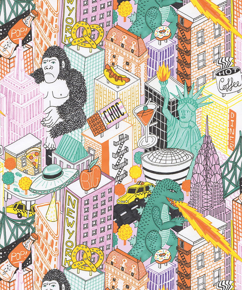 New York City • Fun, Cheeky • Milton & King UK, godzilla cartoon HD phone wallpaper