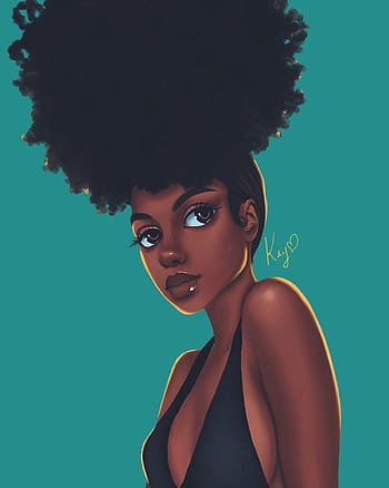 Afro woman anime style Royalty Free Vector Image