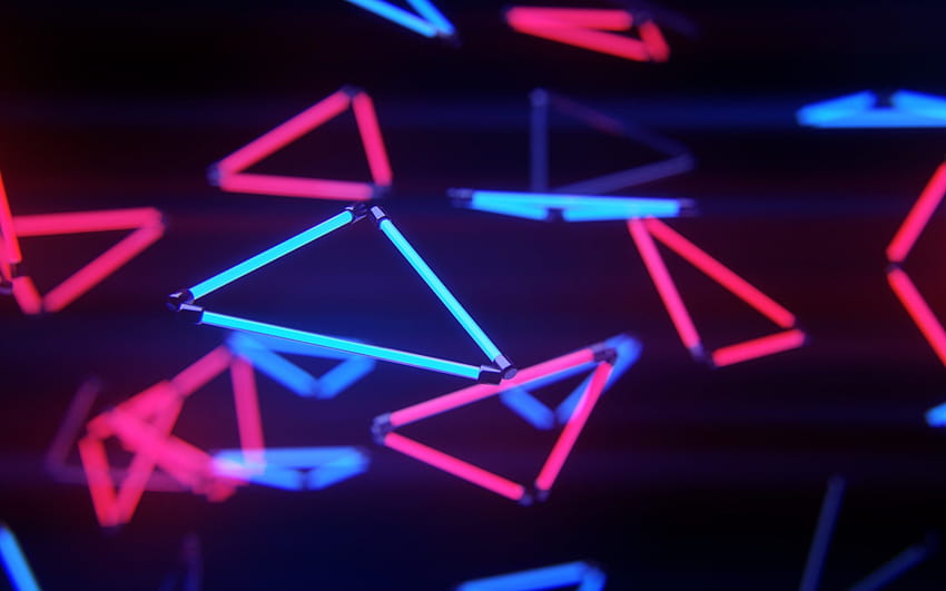 red and blue Led strips, neon, abstract, digital art, 3D, lights • For You For & Mobile, blue purple neon light HD wallpaper