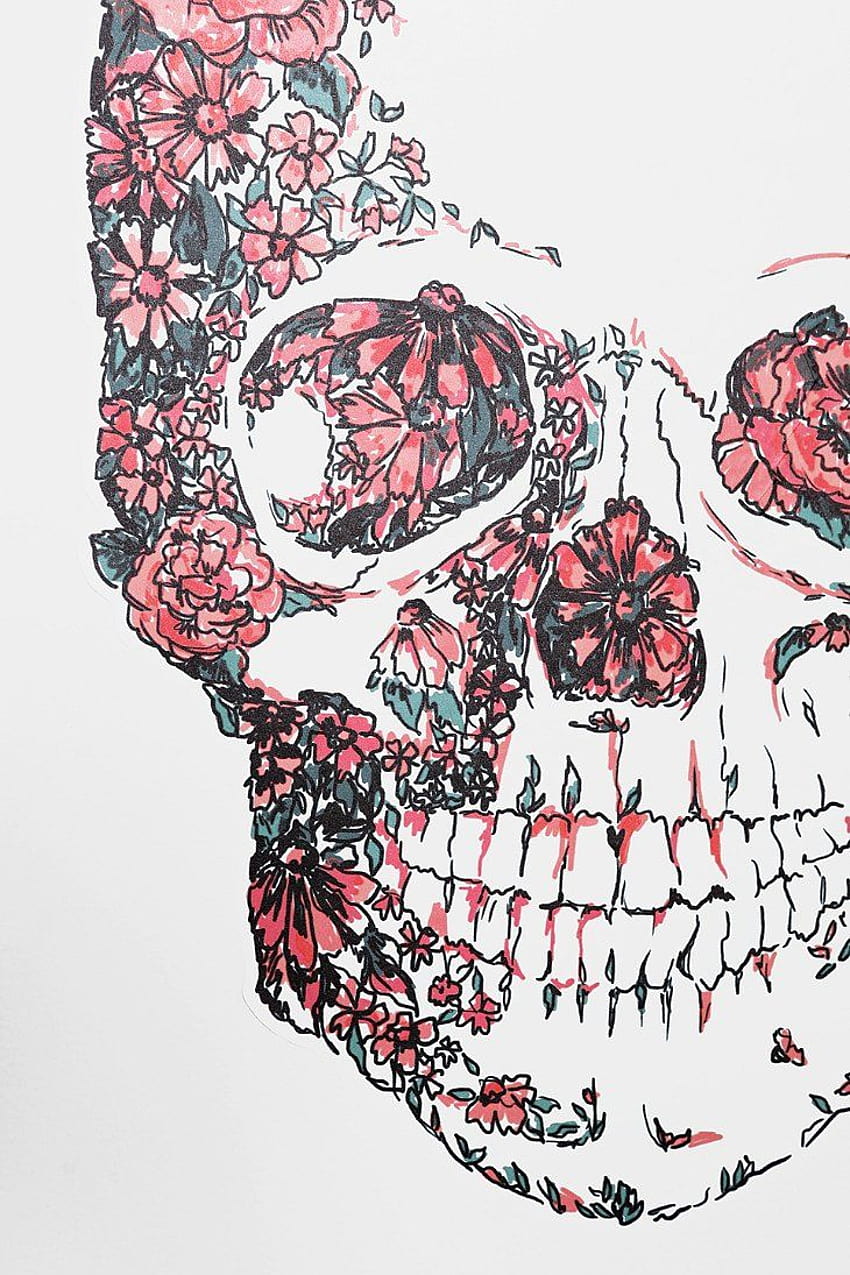 Flowers Skull Iphone, floral skull HD phone wallpaper