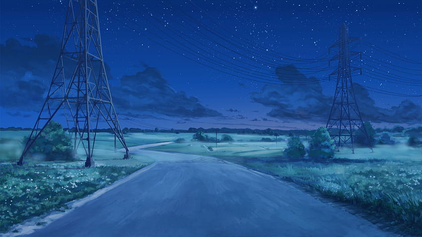 2934751 / 1920x1080 power lines clouds starry night everlasting summer arsenixc utility pole JPG 447 kB, summer night anime HD wallpaper
