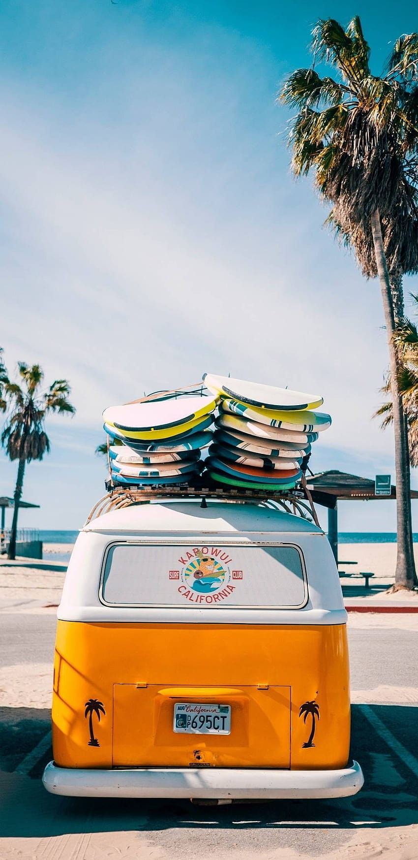 Beach VW Van on Dog, surf aesthetic HD phone wallpaper