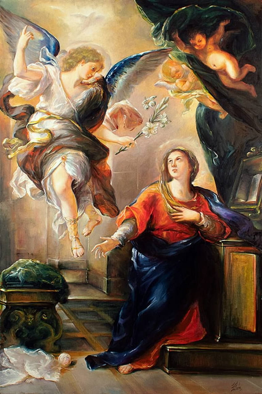 The Annunciation Painting HD phone wallpaper