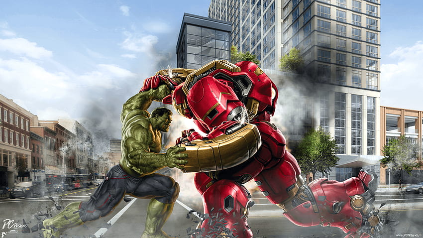 Avengers Hulk Iron Man Fight, Hulk vs Hulkbuster HD тапет