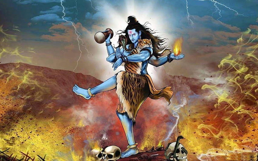 Lord Shiva In Rudra Avatar Animated, lord shiva cartoon HD wallpaper