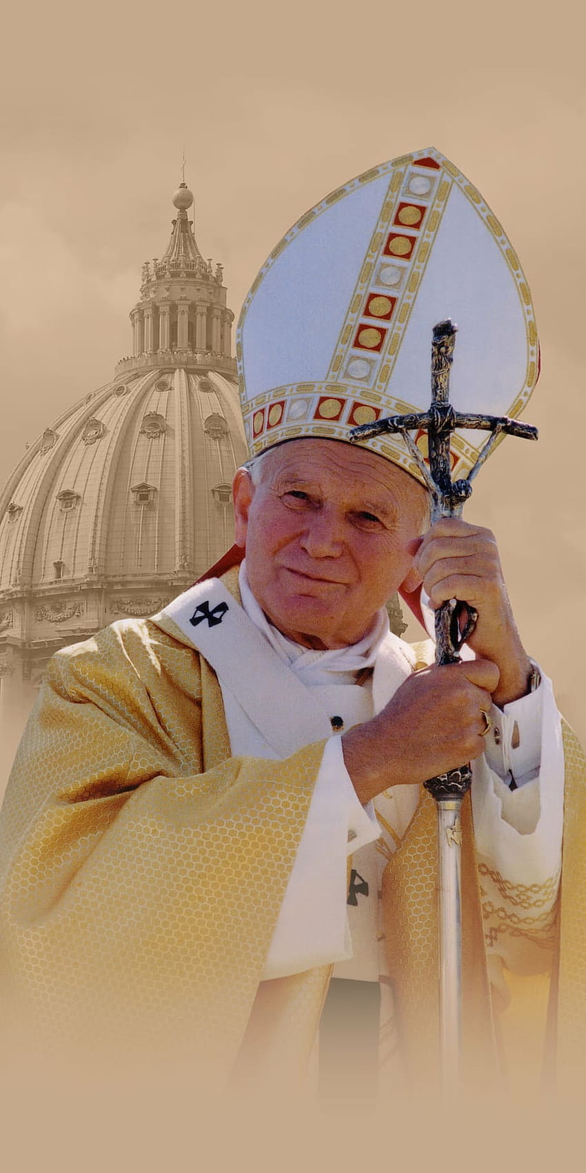 : Papst des Vatikans in der Nähe des Kuppelbaus, Jan Pawel II., Heiliger HD-Handy-Hintergrundbild