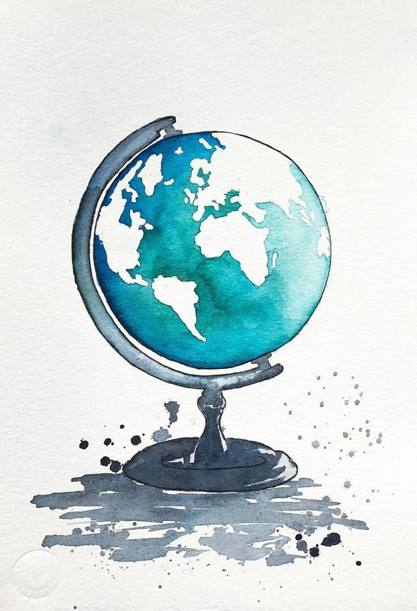 Globe art, World Map Painting, Kids room decor, Map art print, world watercolor HD phone wallpaper