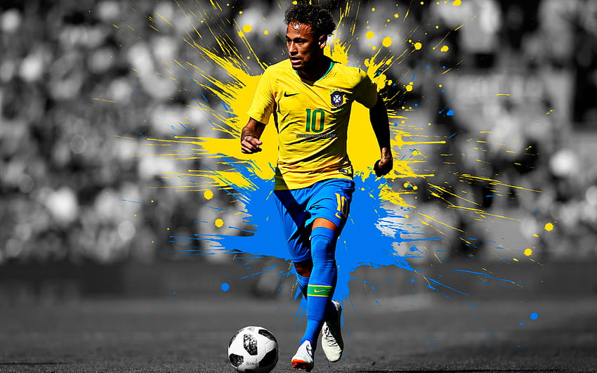 Neymar Jr, art, Brazil national football team, blue and yellow splashes of  paint, grunge art, Brazilian footballer, creative art, Brazil, Neymar da  Silva Santos, football with resolution, neymar computer HD wallpaper |