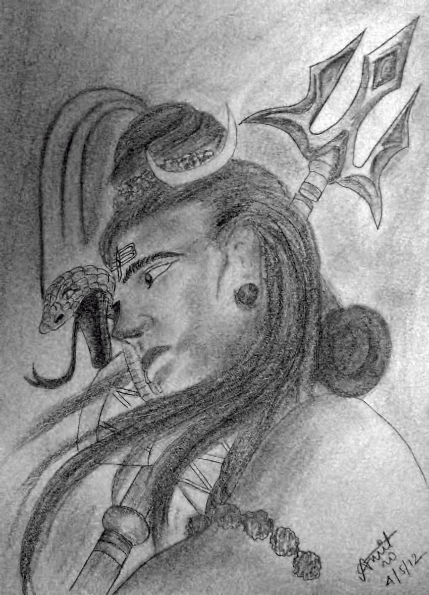 Shiva with Chillum on Mountains  Pencil Sketch  Wall Art Buy  HighQuality Posters and Framed Posters Online  All in One Place   PosterGully