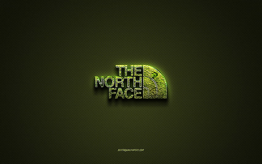 The North Face logo, green creative logo, floral art logo, The North Face emblem, green carbon fiber texture, The North Face, creative art with resolution 2880x1800. High Quality HD wallpaper