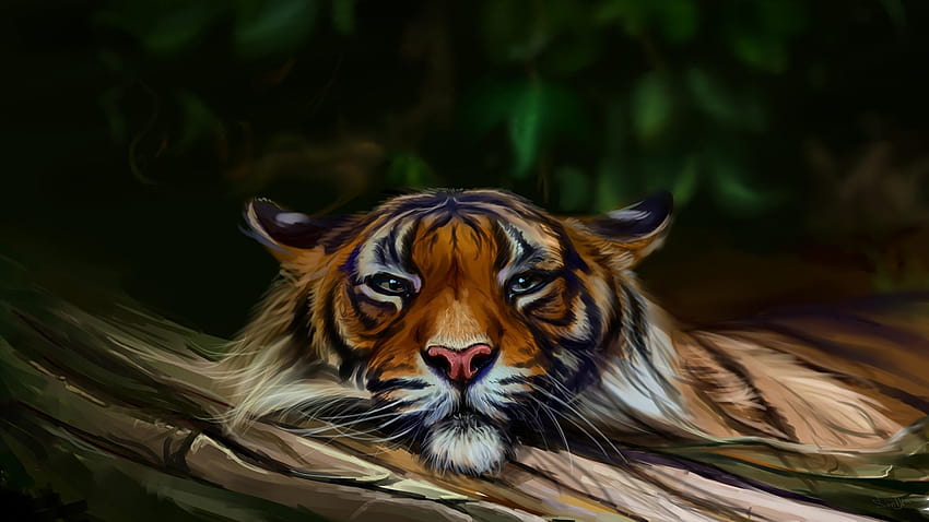 Tigers Big cats Animals Painting Art 1920x1080, tiger wildlife artwork HD wallpaper