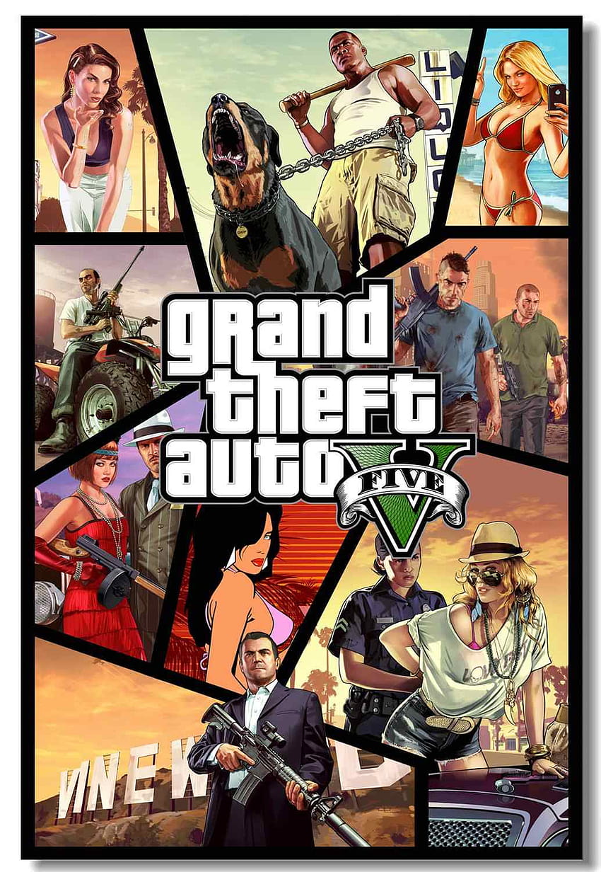 ที่กำหนดเองผ้าใบผนังพิมพ์ศิลปะ Grand Theft Auto V San Andreas, amoled gta วอลล์เปเปอร์โทรศัพท์ HD