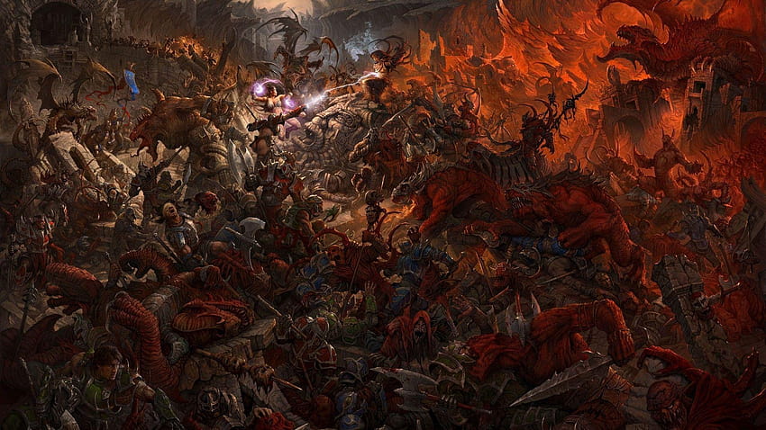 bitwa, wojna, Warhammer, fantasy, grafika, zamki ::, epicka wojna fantasy Tapeta HD