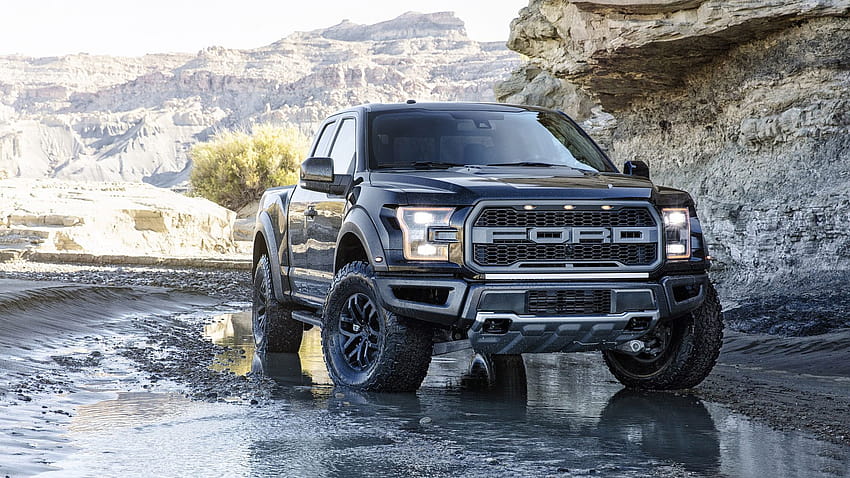 Ford Raptor preto, caminhão ford 2021 papel de parede HD
