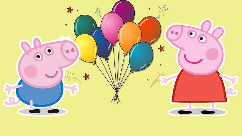 Peppa Pig Daddy Pig Geburtstagsparty-Überraschung HD-Hintergrundbild