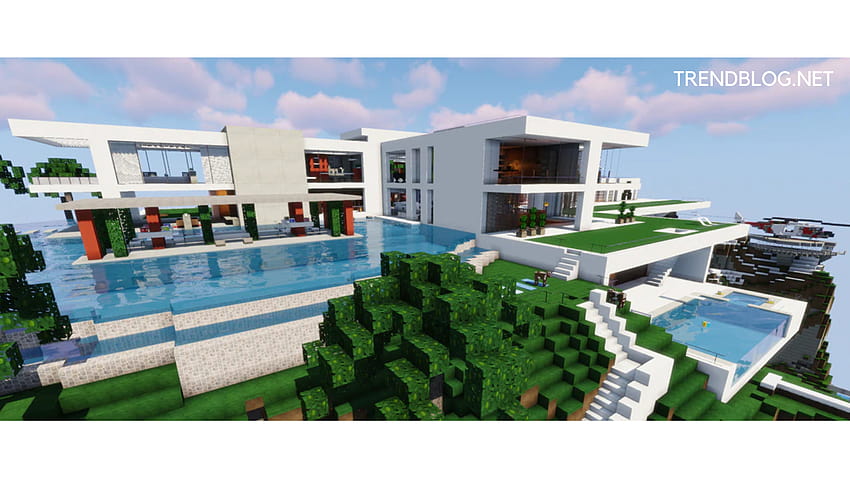 6 Ide Rumah Minecraft Modern Keren, rumah modern minecraft Wallpaper HD