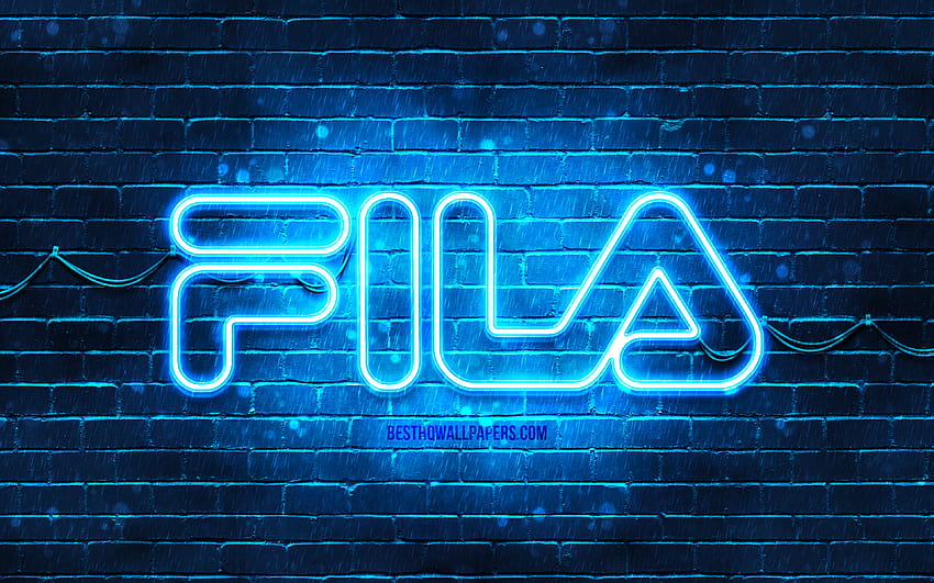 Fila orange logo, , orange neon lights, creative, orange abstract  background, Fila logo, brands, Fila HD wallpaper