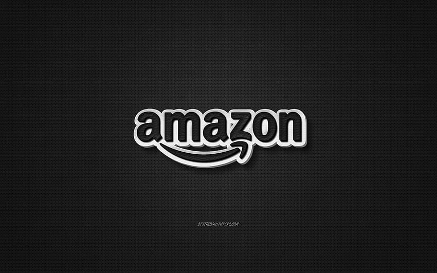 Amazon leather logo, black leather texture, emblem, Amazon, creative art, black background, Amazon logo with resolution 2880x1800. High Quality HD wallpaper