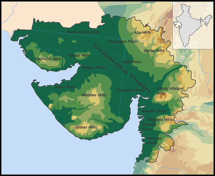 География на Гуджарат, карта на Гуджарат HD тапет