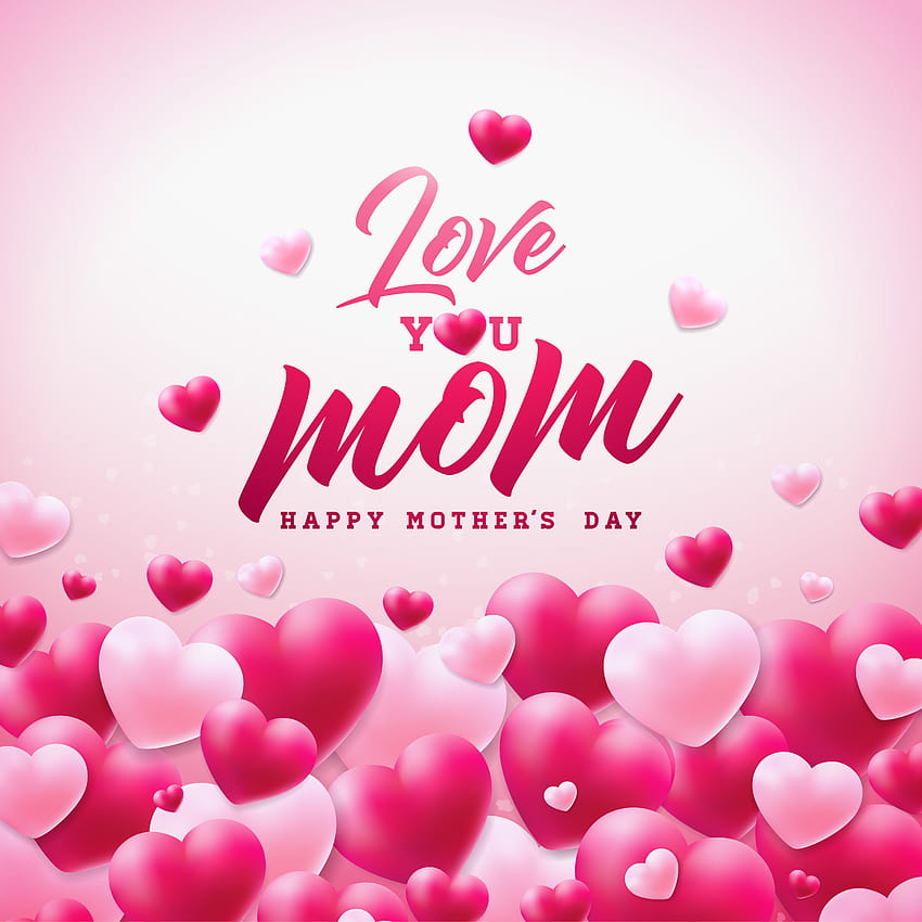 Дизайн на поздравителна картичка Честит ден на майката със сърце и типографски елементи Love You Mom на бял фон. 356908 Векторно изкуство във Vecteezy, честити поздрави за деня на майката HD тапет за телефон