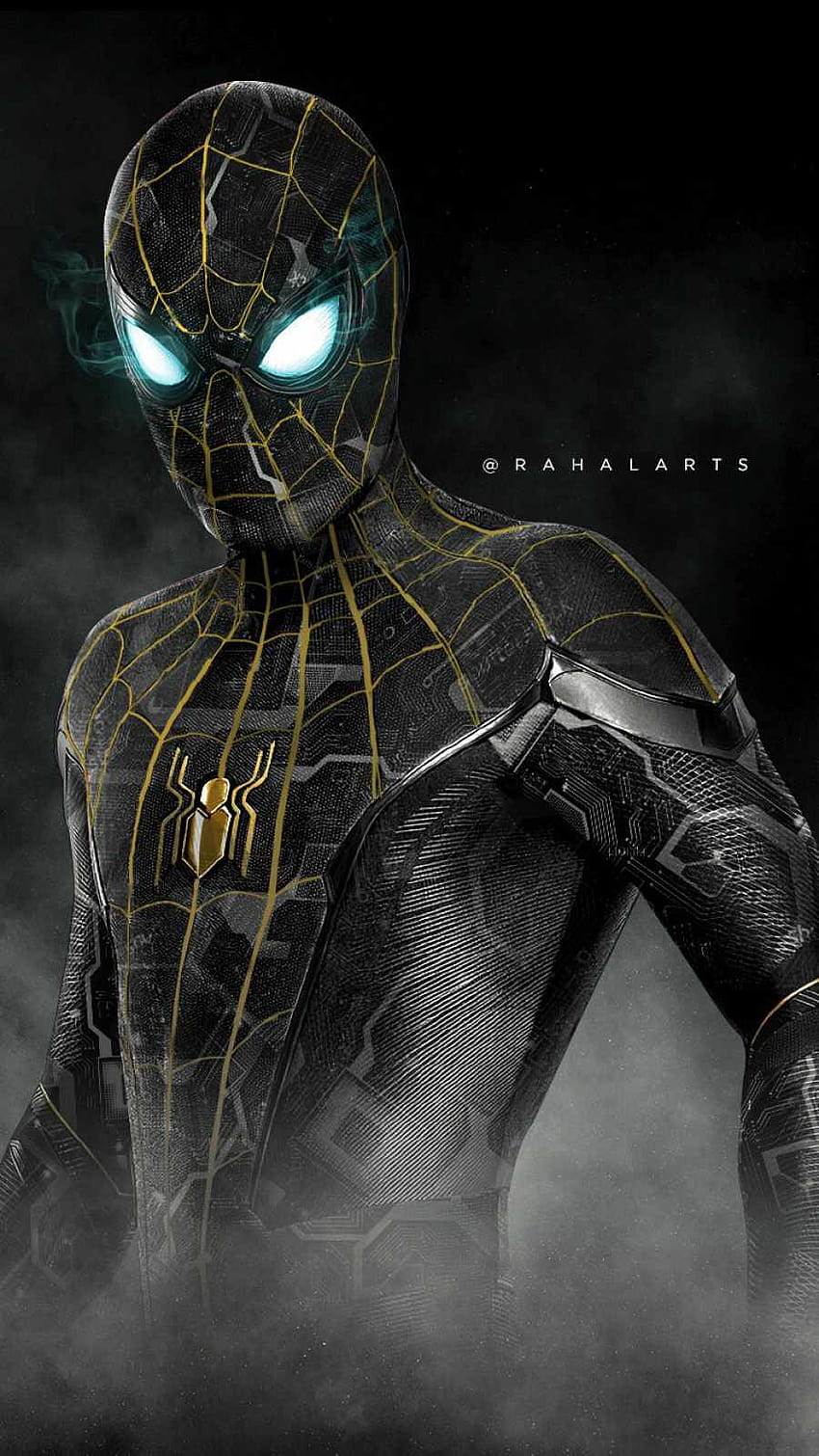 Spiderman Traje Negro Y Dorado IPhone, golden spider man fondo de pantalla del teléfono