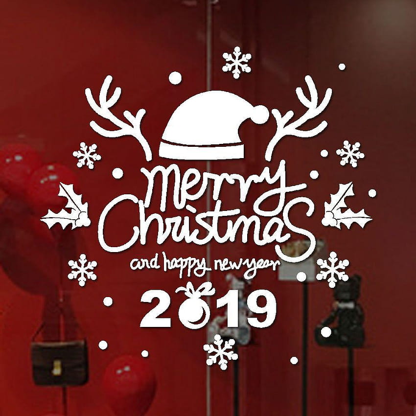 2019 New Year Wall Stickers Merry Christmas Home Shop, happy new year sticker 2019 HD phone wallpaper