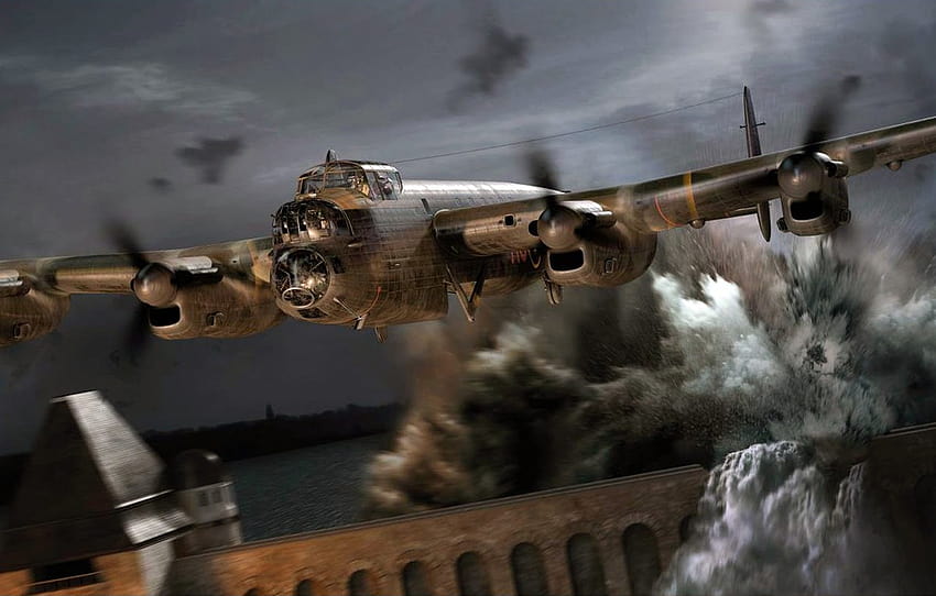 arte, Avro Lancaster, quattro britannici, bombardiere avro lancaster Sfondo HD