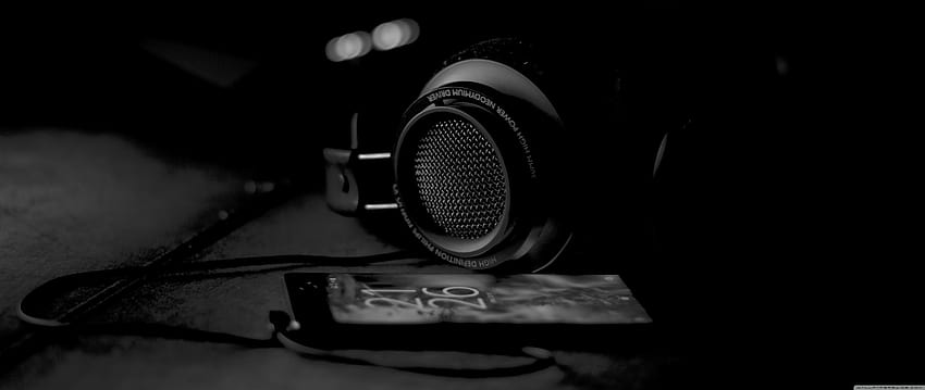 Black Music Headphones, earphone HD wallpaper