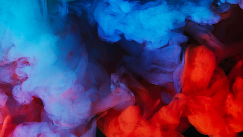 Blue Red Smoke Abstract, red and black smoke HD wallpaper