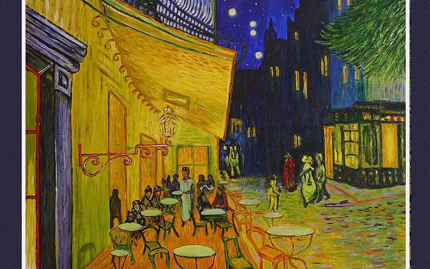 Taras kawiarni Van Gogh w nocy Tapeta HD