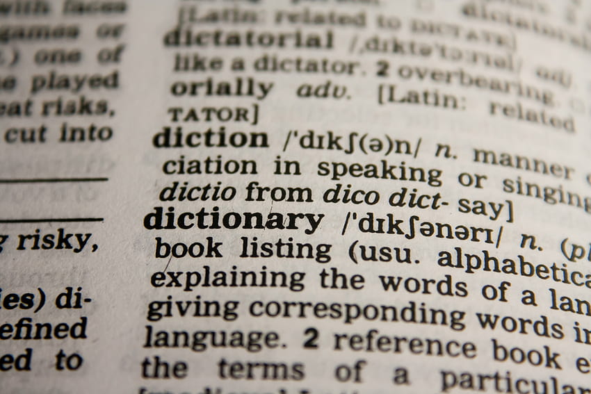 Dictionary Text in Bokeh Effect · Stock, vocabulary HD wallpaper