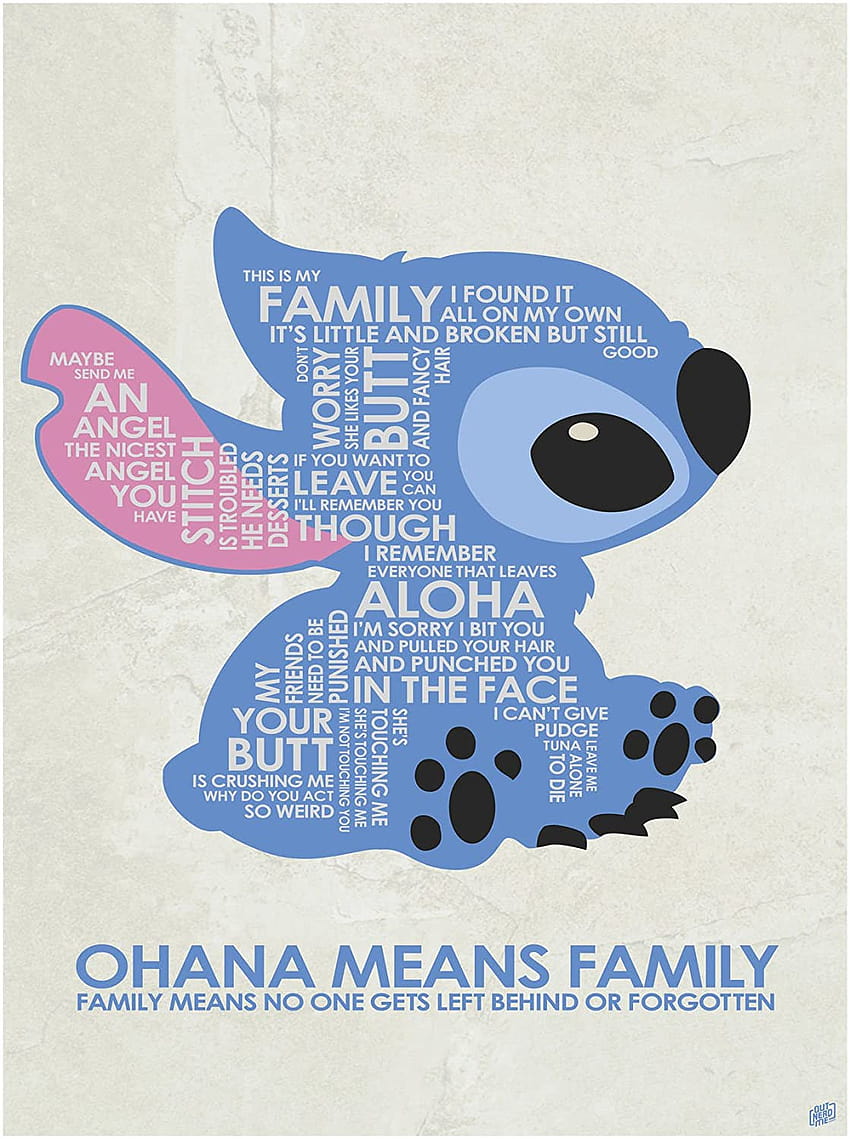 Ohana oznacza rodzinę Word Art Print plakat autorstwa artysty Stephena Poona. 12 x 18 Home & Kitchen Wall Art Tapeta na telefon HD