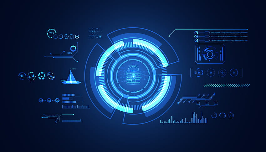 Blue abstract that is futuristic with finger prints concept. Theft detection Prevention of cyber threats That is using security systems. 5843409 Vector Art at Vecteezy HD wallpaper