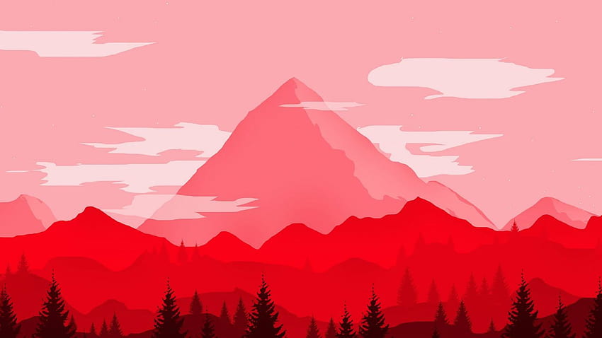 Pegunungan merah, seni digital, minimalis, 1366x768, Tablet, laptop, minimalis 1366x768 Wallpaper HD