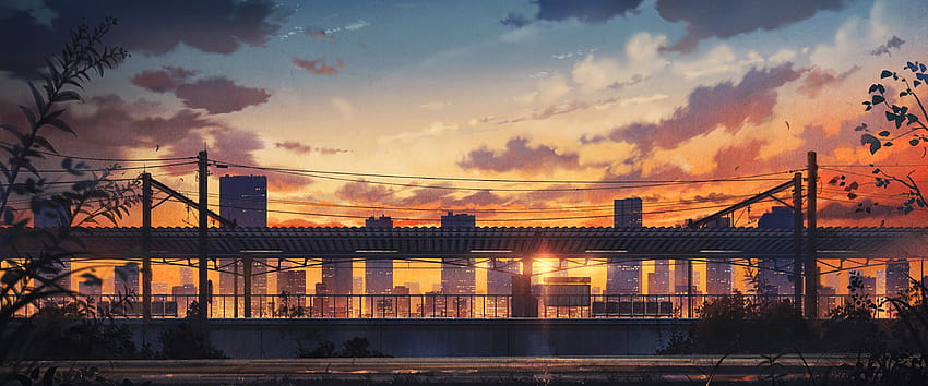 Sunset City Scenery Anime, city anime sunset HD wallpaper | Pxfuel