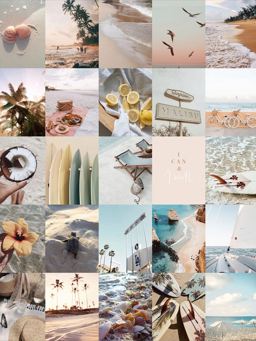 Beach Aesthetic Collage posted by Zoey Mercado, phone summer collage HD phone wallpaper