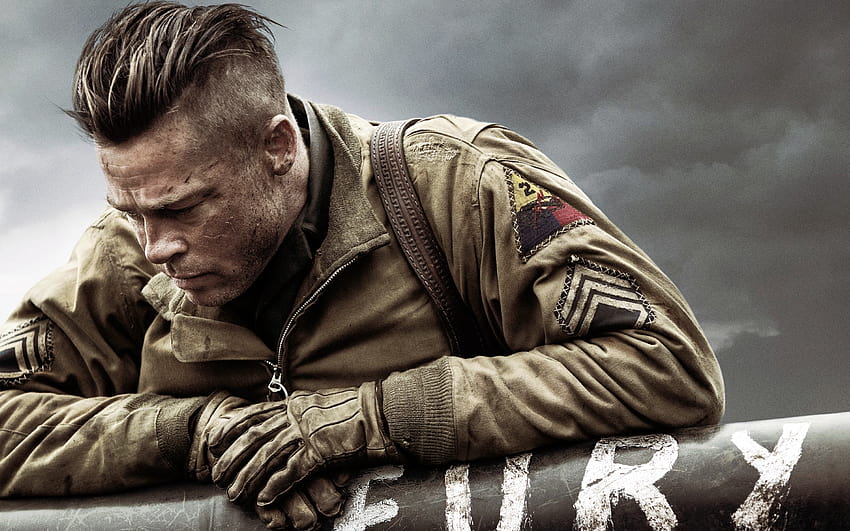 Brad Pitt in Fury HD wallpaper