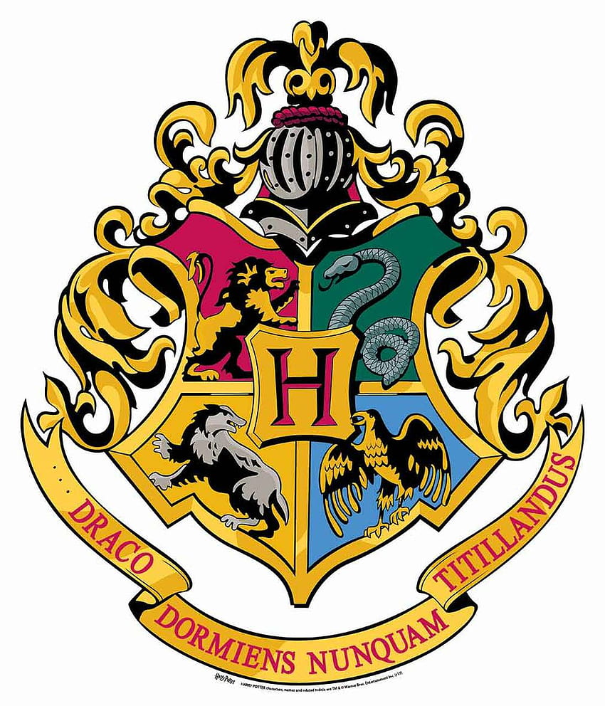 Герб на Хогуортс от Хари Потър, монтиран на стена официален картонен изрез, герб на Грифиндор HD тапет за телефон