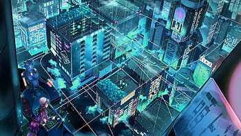 anime future city background