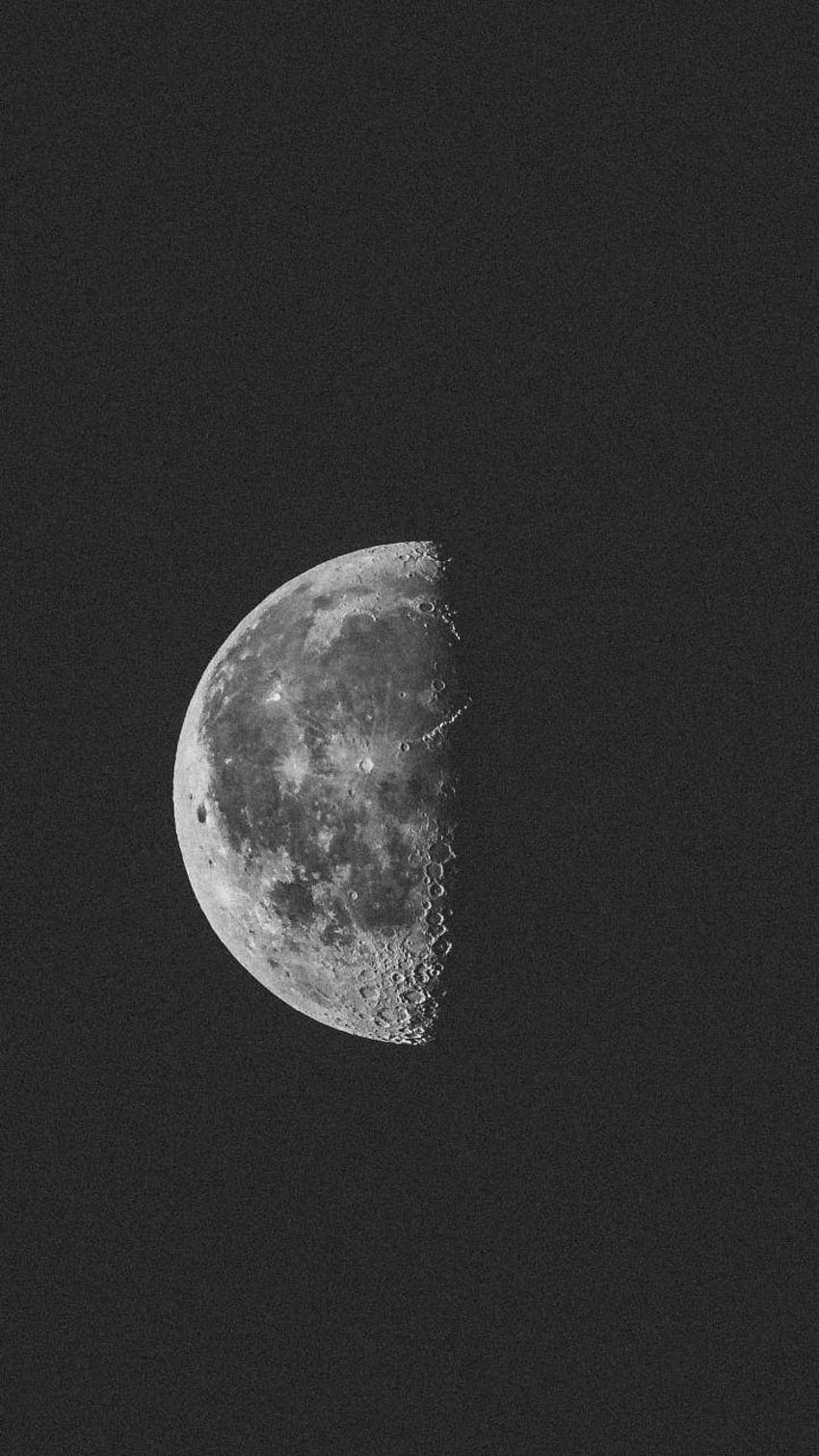 Monochrome, half moon, night, 720x1280, iphone crescent moon HD phone wallpaper