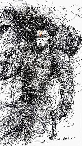 Sketch of an angry Hanuman Stock Photo - Alamy