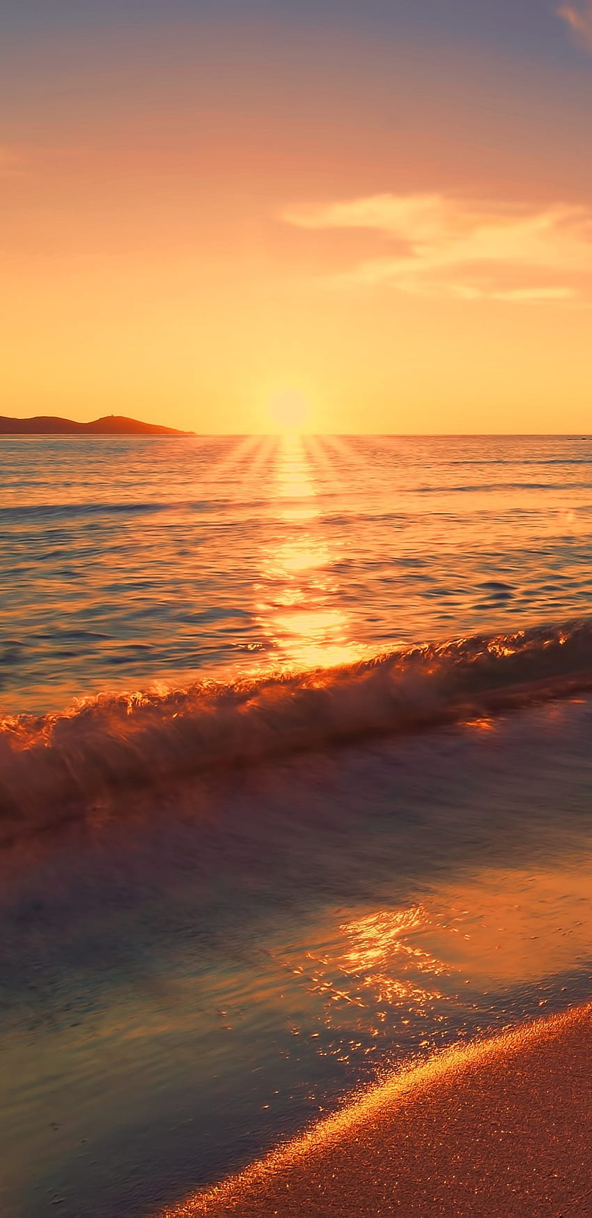 1440x2960 ​​Meer Sonnenuntergang Strand Sonnenlicht Langzeitbelichtung Samsung Galaxy Note 9,8, S9,S8,S Q, Hintergründe und Sonnenuntergang am Strand HD-Handy-Hintergrundbild