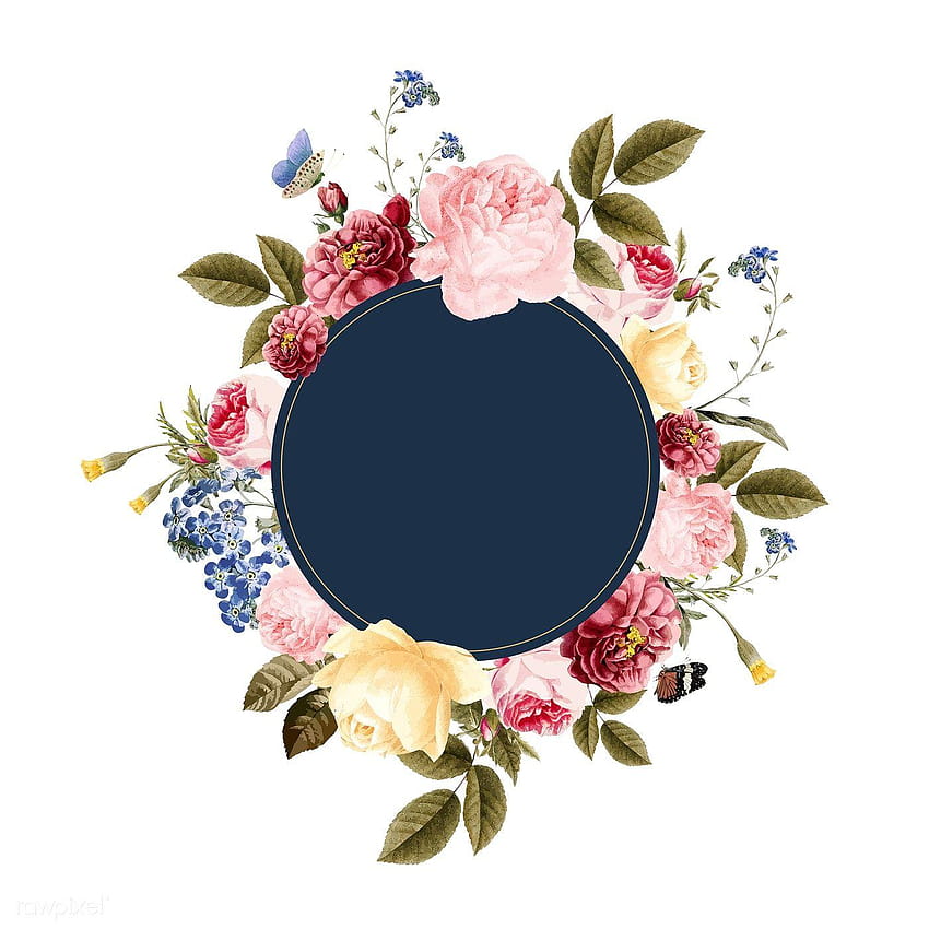 vector premium de ilustración de tarjeta de marco floral en blanco, logotipo de tarjeta de boda fondo de pantalla del teléfono