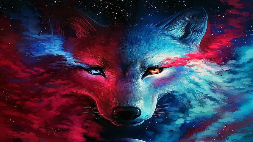Red and Blue Wolf HD wallpaper | Pxfuel