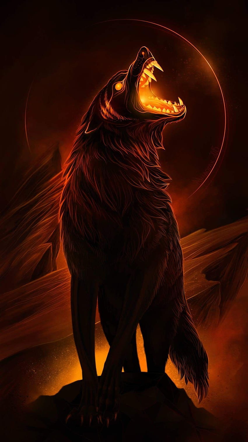 Loup démon sur chien, loup dangereux Fond d'écran de téléphone HD