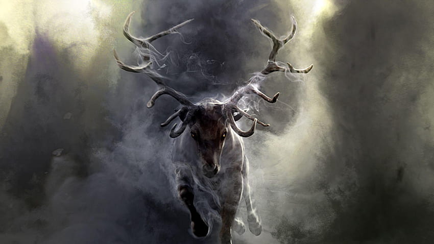 : deer, sky, smoke, horns, Run, darkness, screenshot, horn HD wallpaper