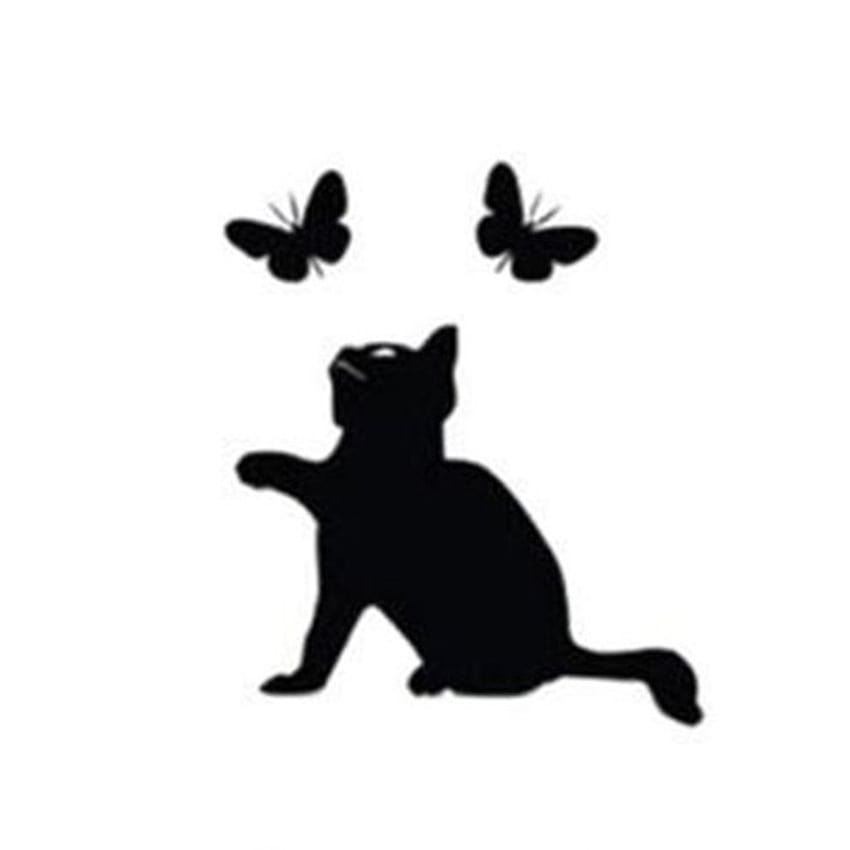 2x クリエイティブ ウォールステッカー バタフライ 猫 取り外し可能 PVC ウォールステッカー ホームデコレーション リビングルーム ベッドルーム用 猫 バタフライ HD電話の壁紙