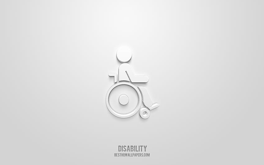 Disability 3d icon, white background, 3d symbols, Disability, Signs icons, 3d icons, Disability sign, Signs 3d icons with resolution 2560x1600. High Quality, handicap HD wallpaper